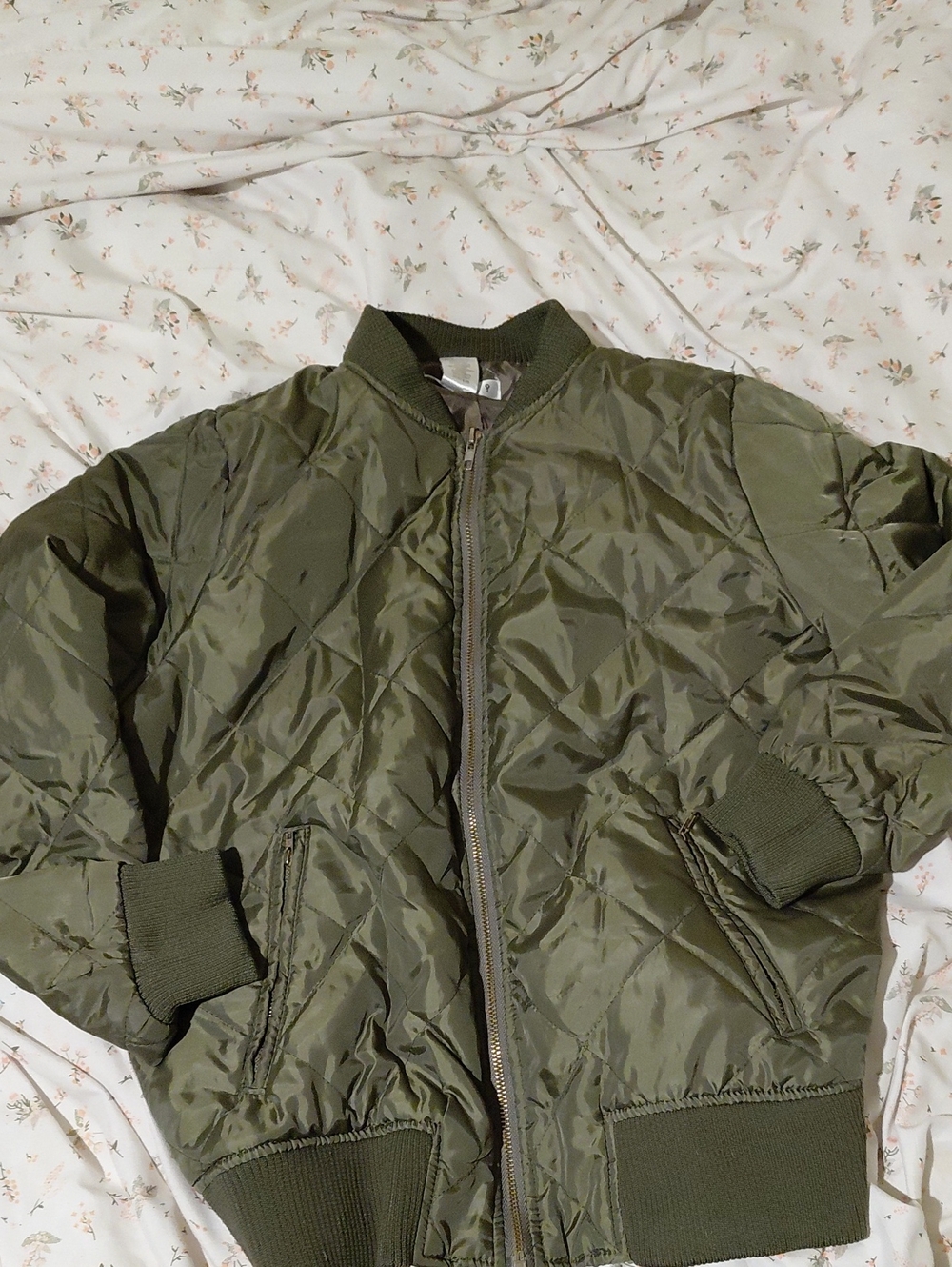 Say What? Olive Green Quilted Bomber Jacket
